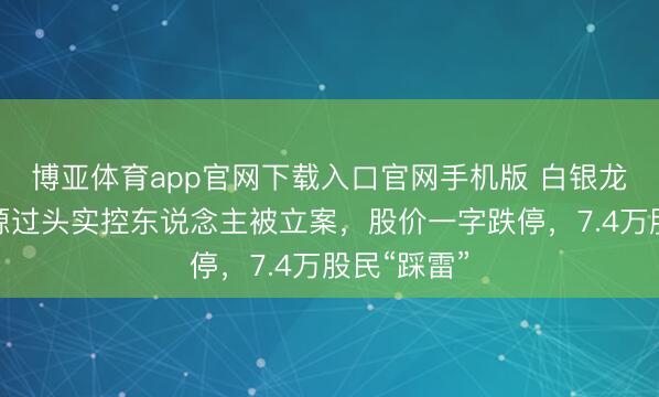 博亚体育app官网下载入口官网手机版 白银龙头盛达资源过头实控东说念主被立案，股价一字跌停，7.4万股民“踩雷”