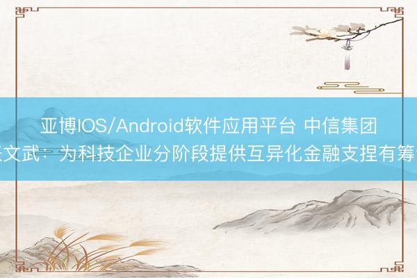 亚博IOS/Android软件应用平台 中信集团张文武:为科技企业分阶段提供互异化金融支捏有筹谋
